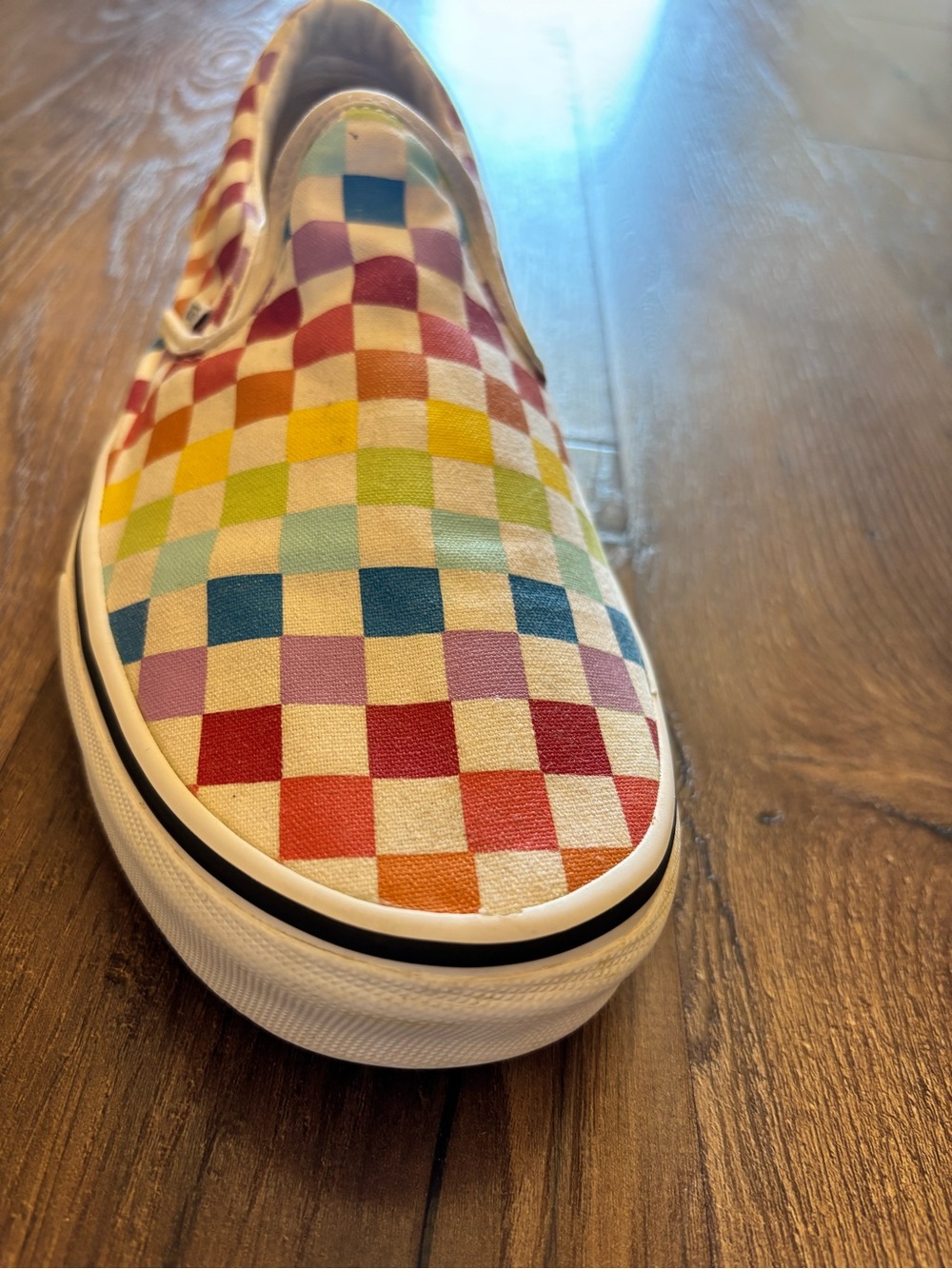 Vans Slip-On Checkerboard Sneakers in Rainbow Colors - Picture 5 of 11